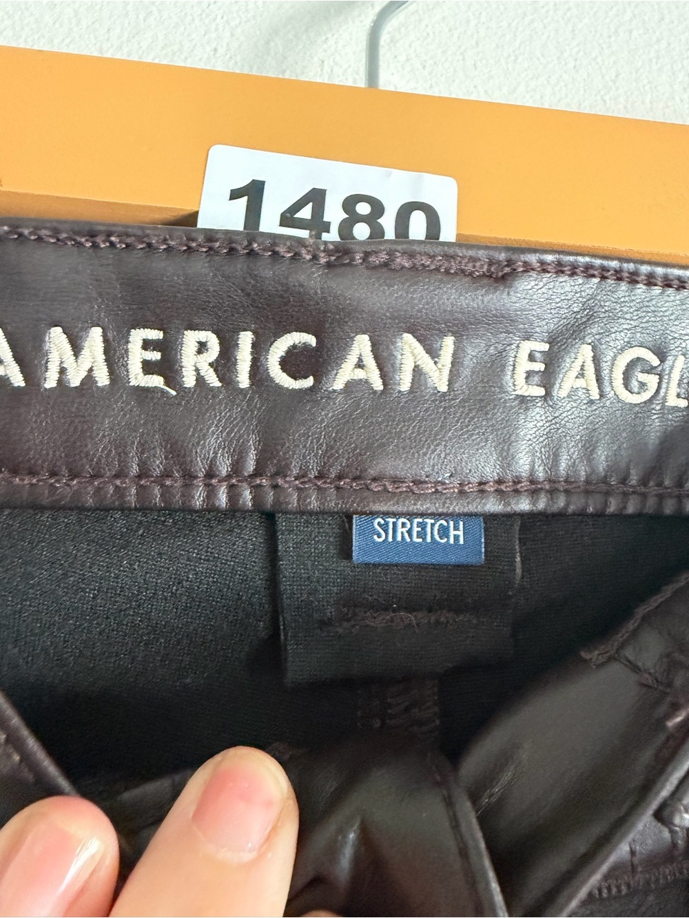 American Eagle Brown Faux Leather Cargo Pants | Y2K Utility - Picture 12 of 12